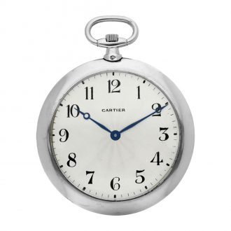 French platinum keyless watch with associated chain Circa 1935