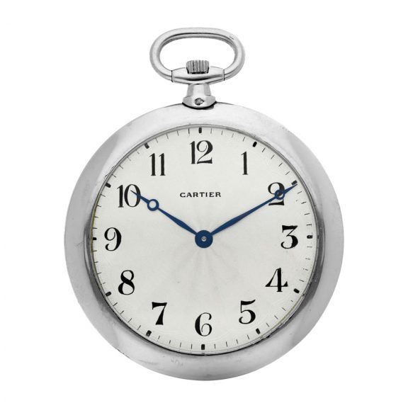 French platinum keyless watch with associated chain Circa 1935