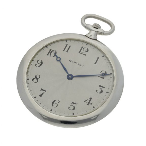 French platinum keyless watch with associated chain Circa 1935 French platinum keyless watch with associated chain Circa 1935