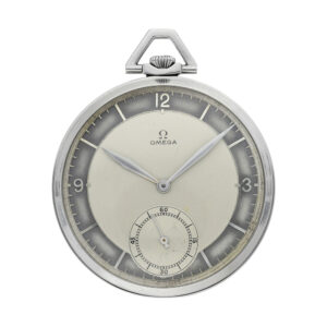 Swiss stainless steel Art Deco watch with two-tone dial Circa 1940