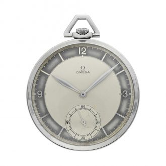 Swiss stainless steel Art Deco watch with two-tone dial Circa 1940