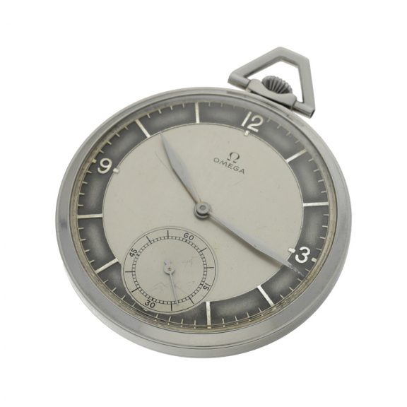 Swiss stainless steel Art Deco watch with two-tone dial Circa 1940 Swiss stainless steel Art Deco watch with two-tone dial Circa 1940
