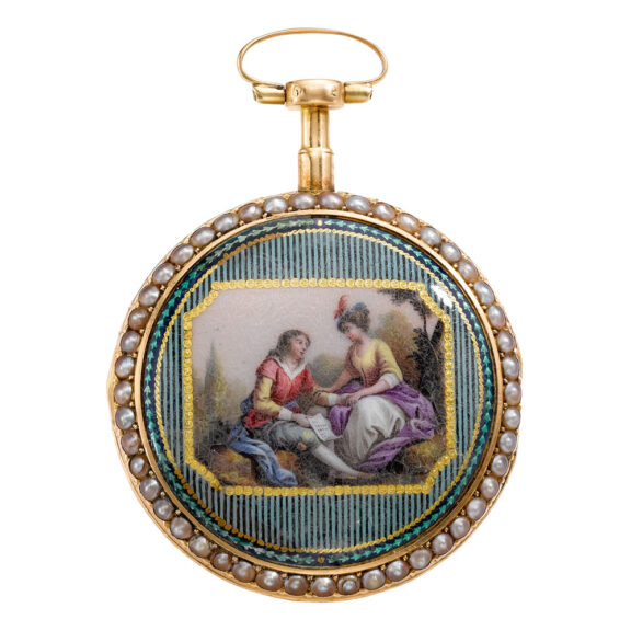 Swiss gold, enamel and pearl-set verge watch Circa 1790