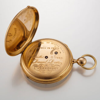 French 18 carat gold quarter repeater cylinder watch Circa 1840 French 18 carat gold quarter repeater cylinder watch Circa 1840