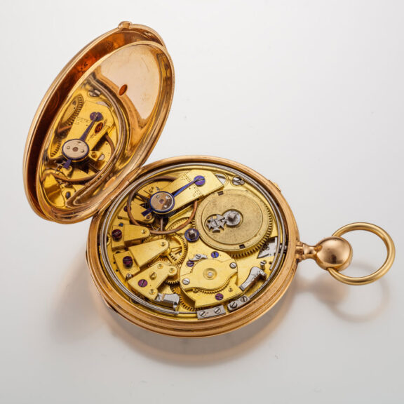 French 18 carat gold quarter repeater cylinder watch Circa 1840 French 18 carat gold quarter repeater cylinder watch Circa 1840