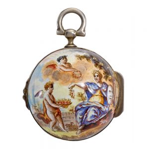 Austrian silver and enamel ball form watch circa 1850-1900