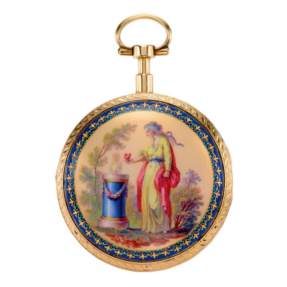 German gold and enamel calendar verge watch Circa 1780