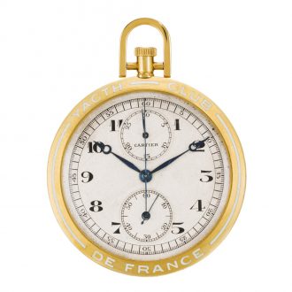 Rare French/Swiss gold and enamel chronograph watch Circa 1922