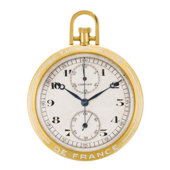 Rare French/Swiss gold and enamel chronograph watch Circa 1922 Rare French/Swiss gold and enamel chronograph watch Circa 1922