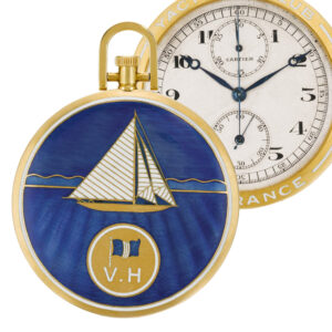 Rare French/Swiss gold and enamel chronograph watch Circa 1922