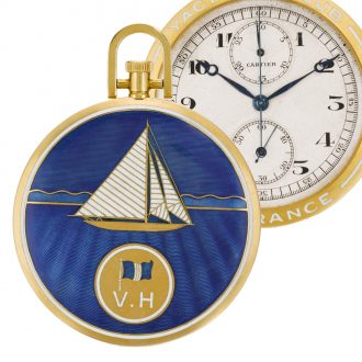 Rare French/Swiss gold and enamel chronograph watch Circa 1922