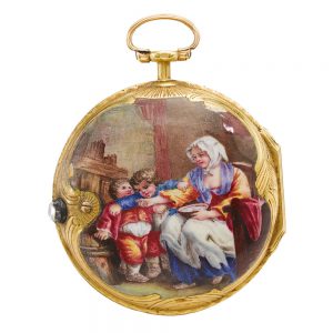 French 18k yellow gold and enamel verge watch Circa 1760