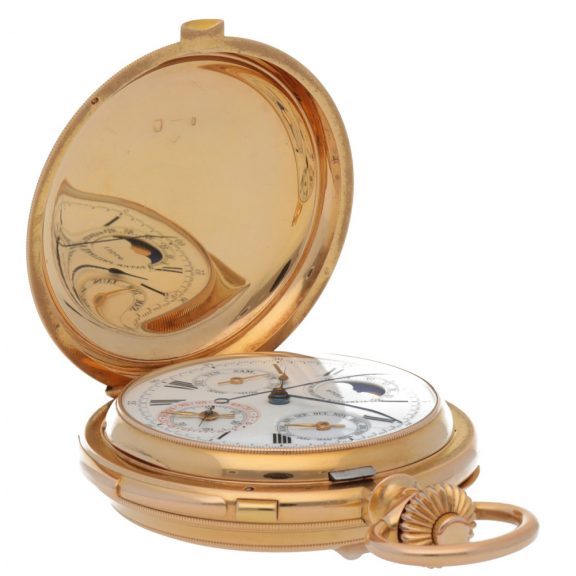 Swiss gold chronograph with perpetual calendar Circa 1892 Swiss gold chronograph with perpetual calendar Circa 1892