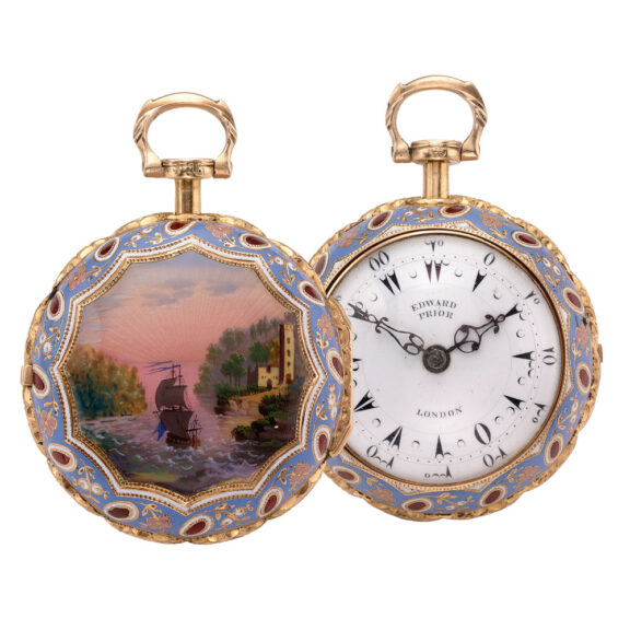 English gold and enamel pair cased verge watch Circa 1813