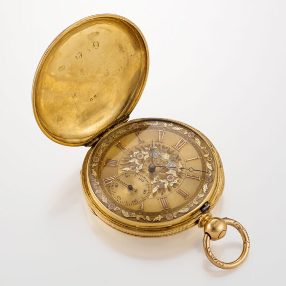 A Swiss lever watch with two colour gold dial Circa 1850 A Swiss lever watch with two colour gold dial Circa 1850