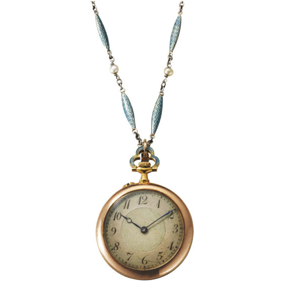 Swiss pendant watch with blue enamel and diamonds Circa 1900