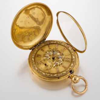 A Swiss lever watch with two colour gold dial Circa 1850