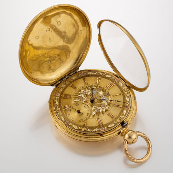 A Swiss lever watch with two colour gold dial Circa 1850 A Swiss lever watch with two colour gold dial Circa 1850
