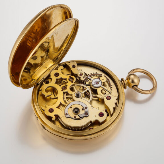 A Swiss lever watch with two colour gold dial Circa 1850 A Swiss lever watch with two colour gold dial Circa 1850