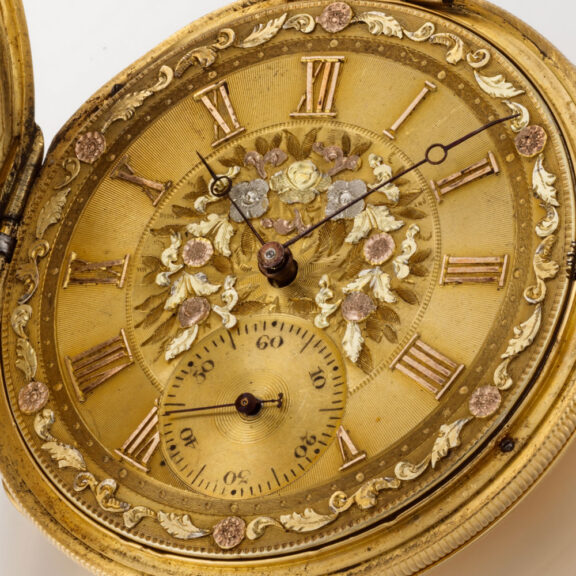 A Swiss lever watch with two colour gold dial Circa 1850 A Swiss lever watch with two colour gold dial Circa 1850