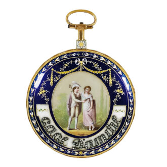 French gemstone set gold enamel pocket watch Circa 1850