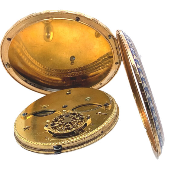 French gemstone set gold enamel pocket watch Circa 1850 French gemstone set gold enamel pocket watch Circa 1850