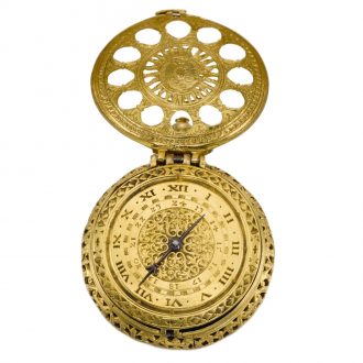 German stack freed gilt metal Renaissance clock watch Circa 1580