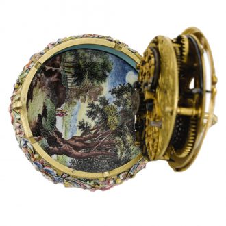 Rare German gold and enamel verge pendant watch Circa 1680