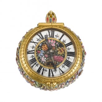 Rare German gold and enamel verge pendant watch Circa 1680