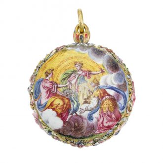 Rare German gold and enamel verge pendant watch Circa 1680