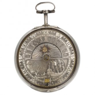 Rare Dutch silver pair cased sun and moon watch Circa 1720