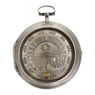 Rare Dutch silver pair cased sun and moon watch Circa 1720