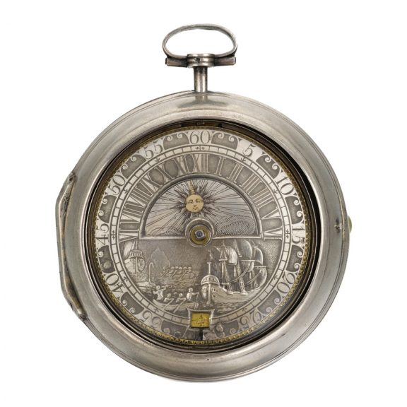 Rare Dutch silver pair cased sun and moon watch Circa 1720
