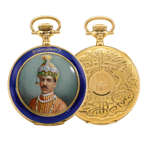Unusual Indian 18k gold and enamel hunter cased watch