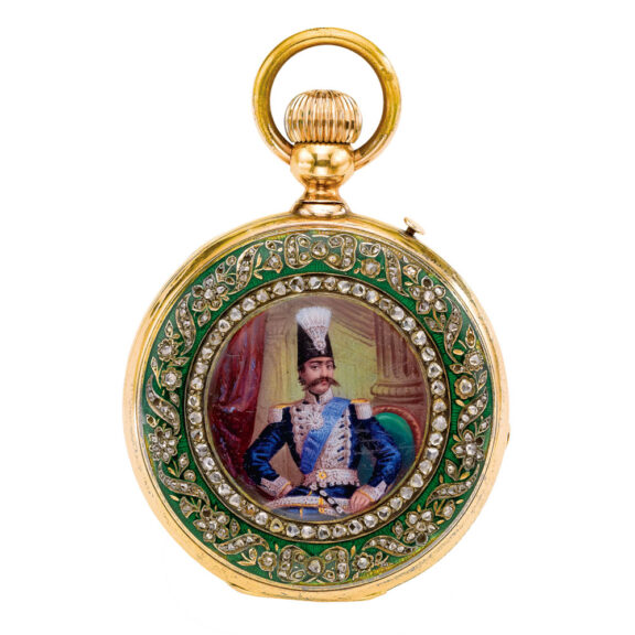Swiss gold enamel and diamond set watch Circa 1875
