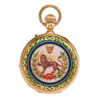 Swiss gold enamel and diamond set watch Circa 1875