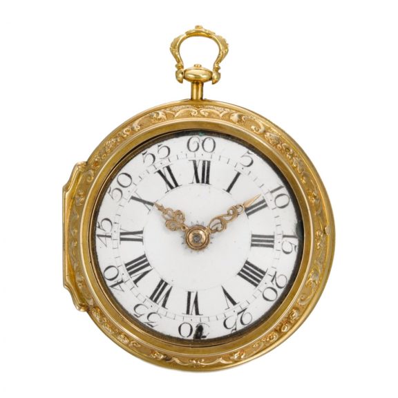 Rare English gold pair cased repoussé verge pocket watch Circa 1750 Rare English gold pair cased repoussé verge pocket watch Circa 1750