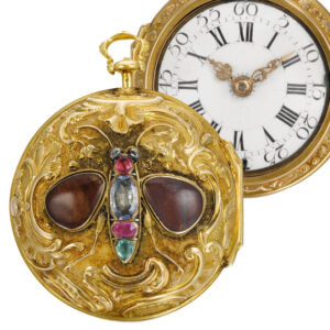 Rare English gold pair cased repoussé verge pocket watch Circa 1750