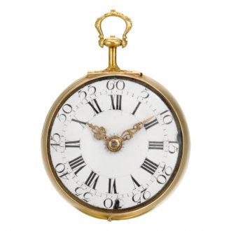 Rare English gold pair cased repoussé verge pocket watch Circa 1750