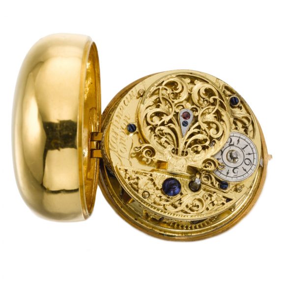 Rare English gold pair cased repoussé verge pocket watch Circa 1750 Rare English gold pair cased repoussé verge pocket watch Circa 1750