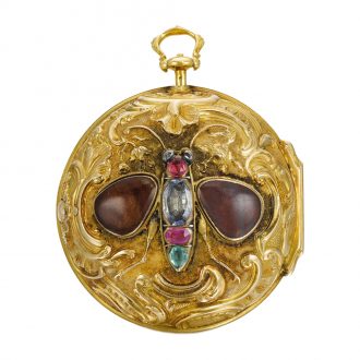 Rare English gold pair cased repoussé verge pocket watch Circa 1750