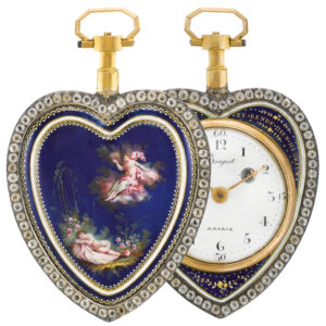 French gold and silver enamel heart-form watch Circa 1820