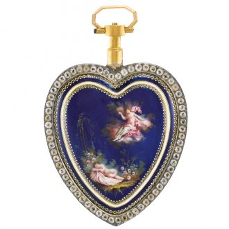 French gold and silver enamel heart-form watch Circa 1820