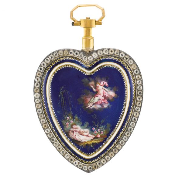 French gold and silver enamel heart-form watch Circa 1820 French gold and silver enamel heart-form watch Circa 1820