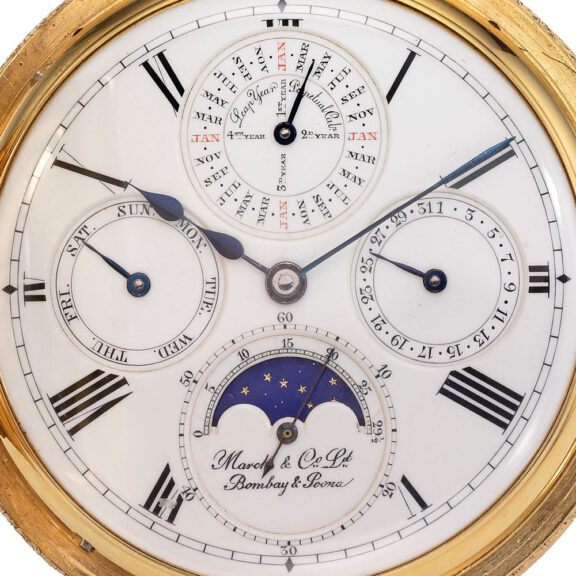 English gold minute repeater with perpetual calendar Circa 1884 English gold minute repeater with perpetual calendar Circa 1884
