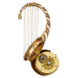Austrian gold and enamel oriental harp-form watch Circa 1830