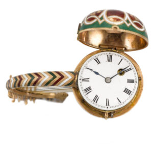 Austrian gold and enamel oriental harp-form watch Circa 1830