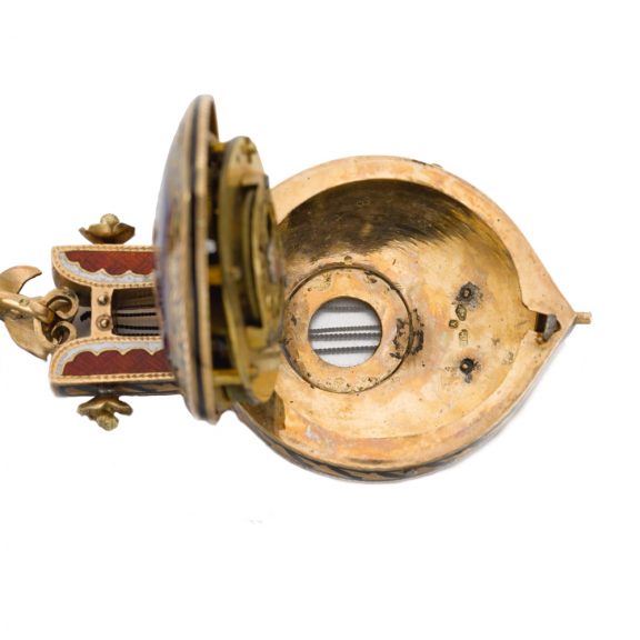 Austrian gold and enamel oriental lute-form watch Circa 1870 Austrian gold and enamel oriental lute-form watch Circa 1870