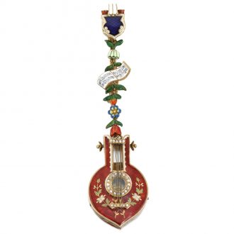 Austrian gold and enamel oriental lute-form watch Circa 1870