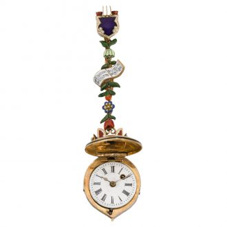 Austrian gold and enamel oriental lute-form watch Circa 1870